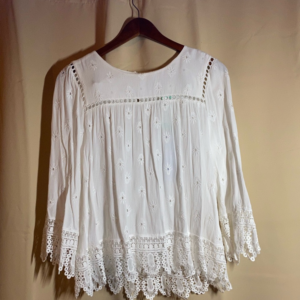 Pale sky NWT white lace blouse